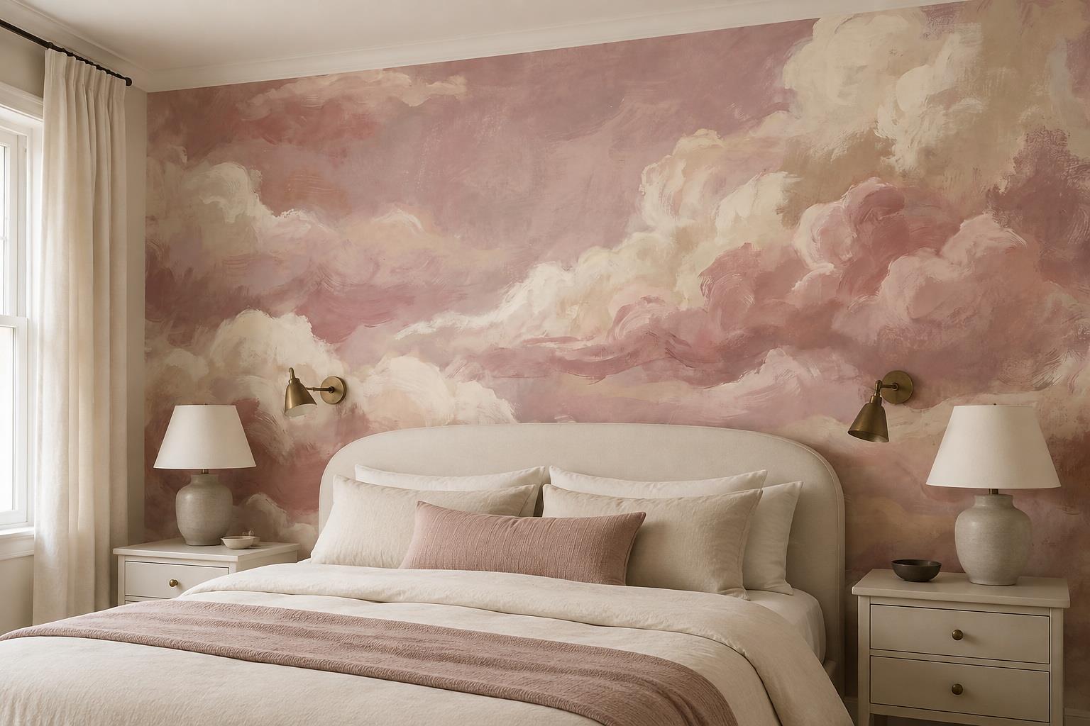 Tan And Neutral Abstract Forms Textured Illustrated Wallpaper Mural Bedroom-wallpaper-murals, Peel-and-stick Finish