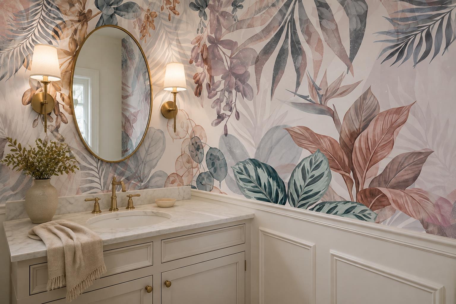 Tan And Neutral Abstract Textured Hand Painted Wallpaper Mural Accent-wall-wallpaper-murals, Peel-and-stick Finish