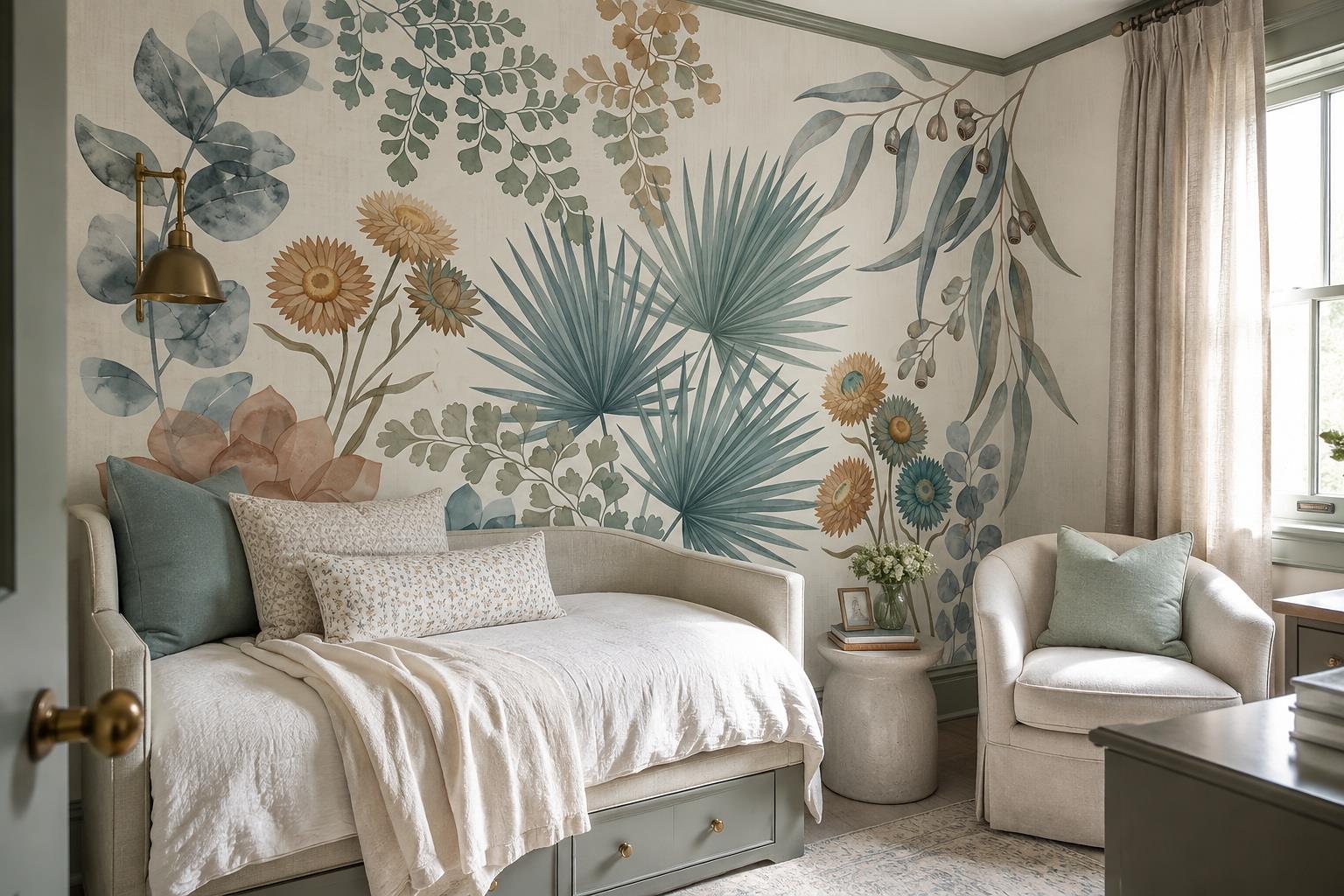 Tan And Neutral Abstract Forms Textured Brushwork Wallpaper Mural Bedroom-wallpaper-murals, Peel-and-stick Finish