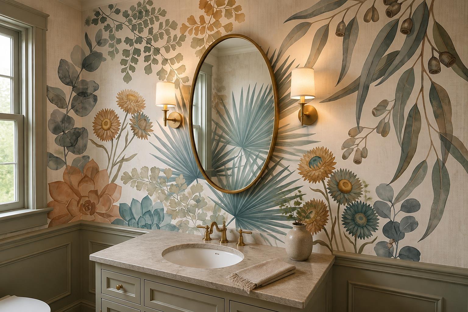 Tan And Neutral Abstract Forms Textured Brushwork Wallpaper Mural Accent-wall-wallpaper-murals, Peel-and-stick Finish
