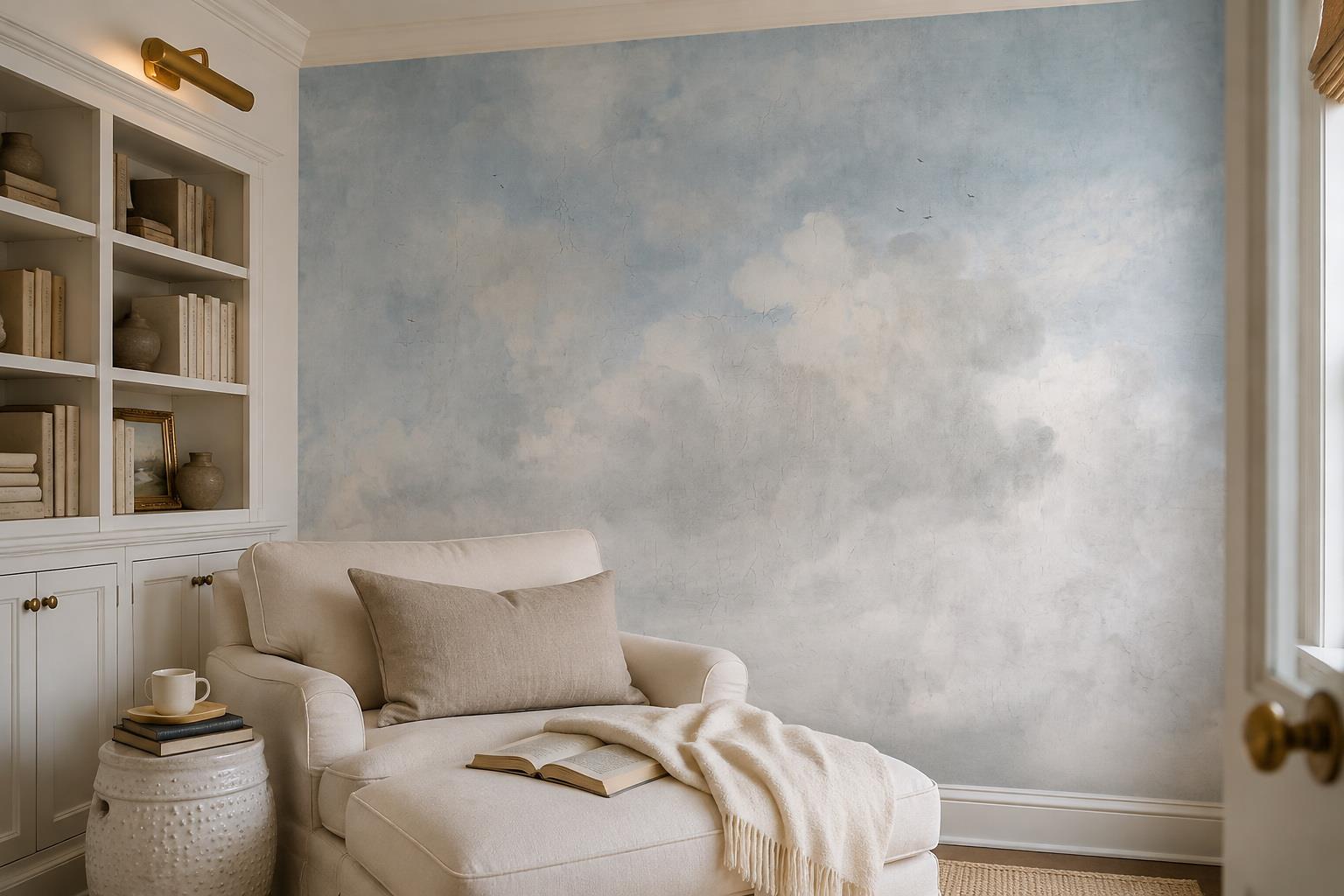 Tan And Neutral Abstract Forms Textured Rhythm Wallpaper Mural Accent-wall-wallpaper-murals, Peel-and-stick Finish