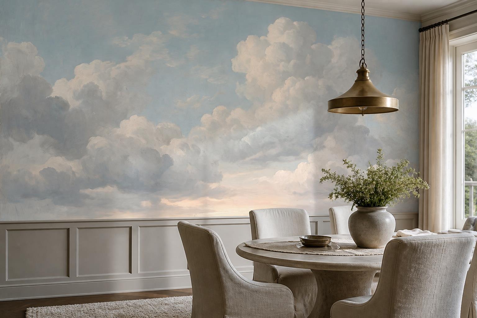 Tan And Neutral Abstract Forms Textured Forms Wallpaper Mural Dining-room-wallpaper-murals, Peel-and-stick Finish