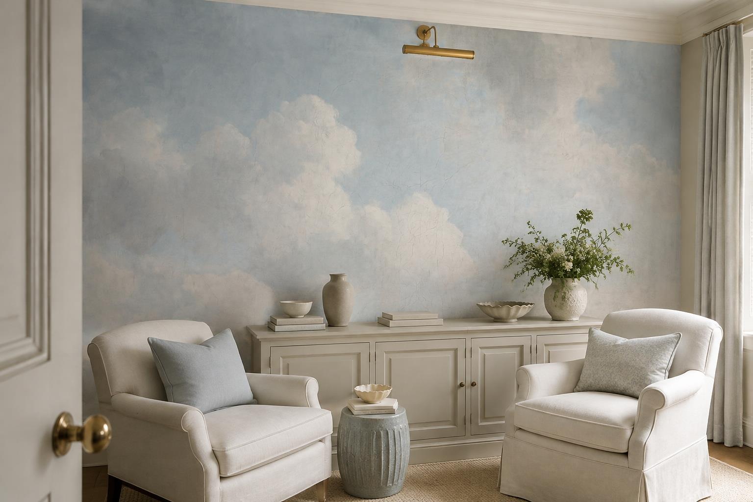 Tan And Neutral Abstract Forms Textured Marks Wallpaper Mural Accent-wall-wallpaper-murals, Peel-and-stick Finish