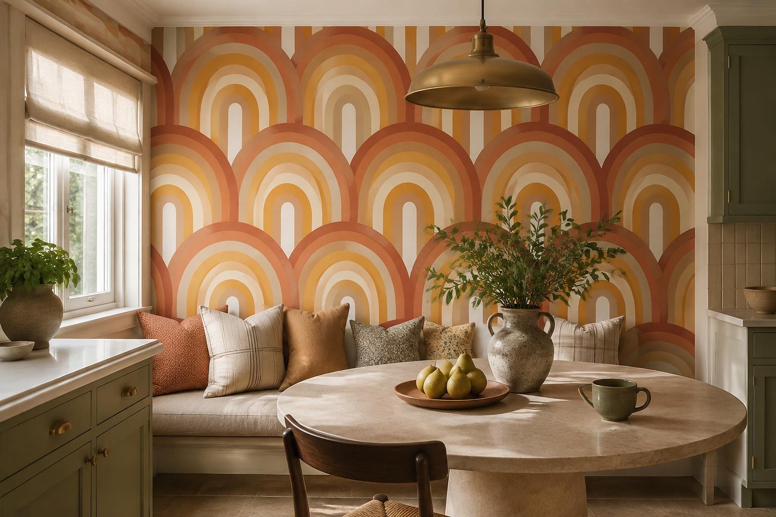 Tan And Neutral Abstract Forms Textured Detail Wallpaper Mural Dining-room-wallpaper-murals, Peel-and-stick Finish