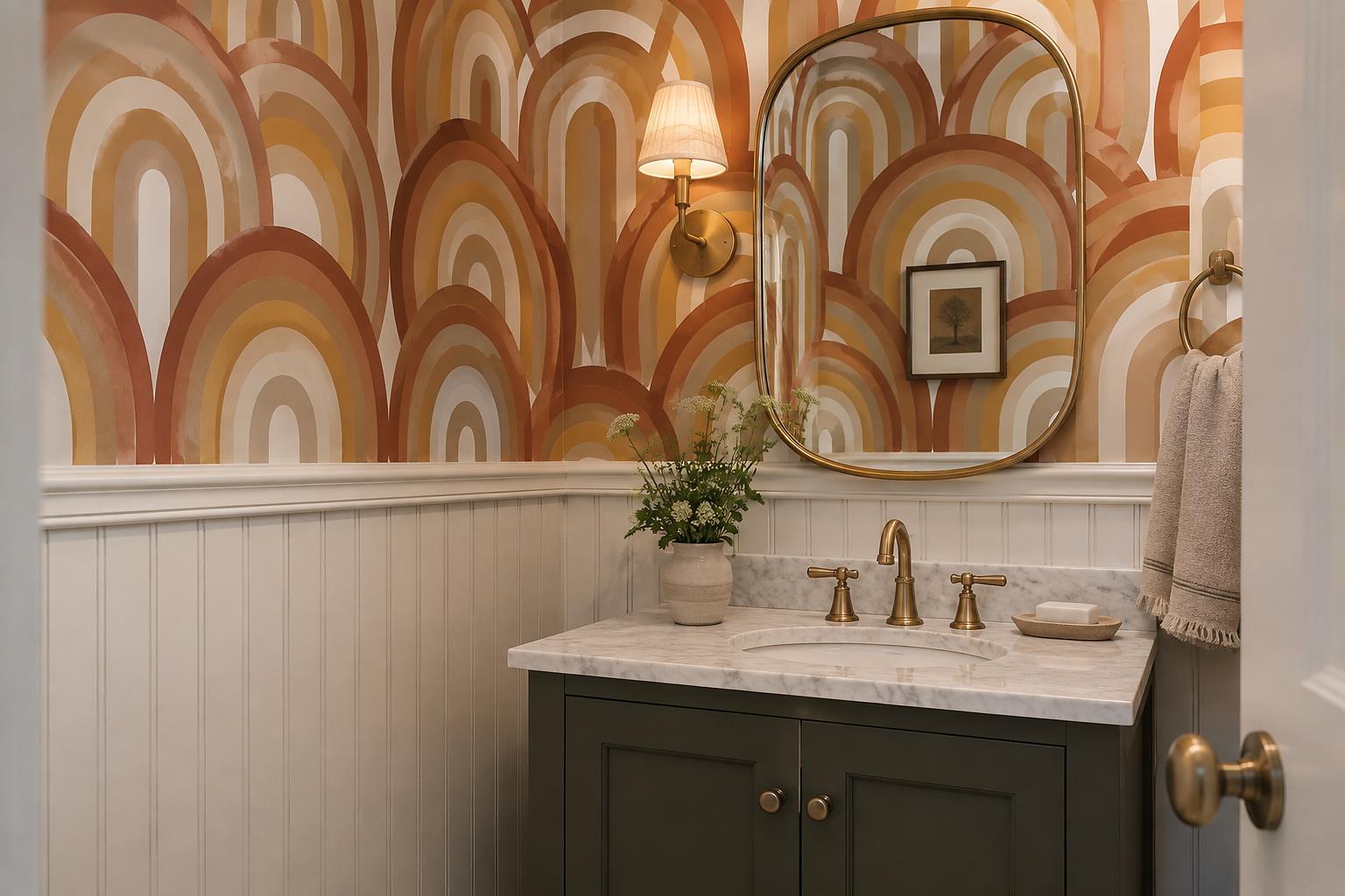 Tan And Neutral Abstract Forms Textured Detail Wallpaper Mural Accent-wall-wallpaper-murals, Peel-and-stick Finish