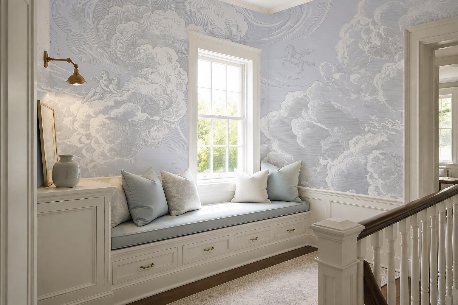 Can Mural Wallpaper Work in an Entryway? — installed wallpaper mural in a entryway, peel-and-stick finish