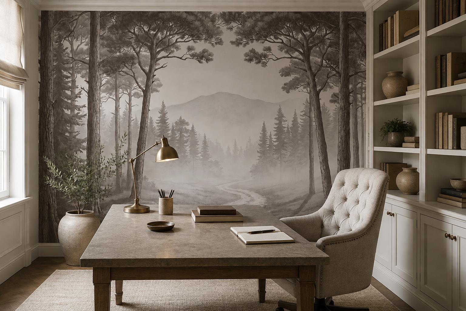 Tan And Neutral Abstract Forms Textured Expressive Wallpaper Mural Accent-wall-wallpaper-murals, Peel-and-stick Finish