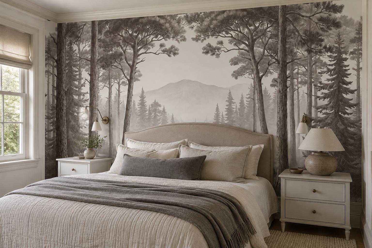 Tan And Neutral Abstract Forms Textured Expressive Wallpaper Mural Accent-wall-wallpaper-murals, Peel-and-stick Finish