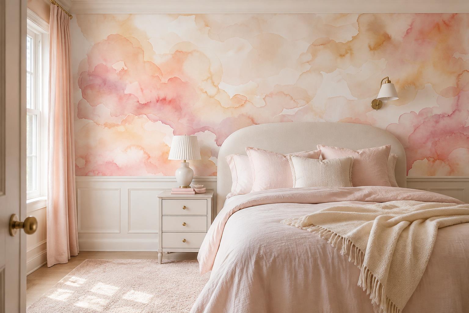 Tan And Neutral Abstract Forms Textured Balanced Wallpaper Mural Bedroom-wallpaper-murals, Peel-and-stick Finish