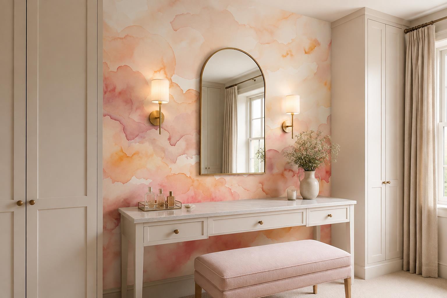 Tan And Neutral Abstract Forms Textured Balanced Wallpaper Mural Accent-wall-wallpaper-murals, Peel-and-stick Finish
