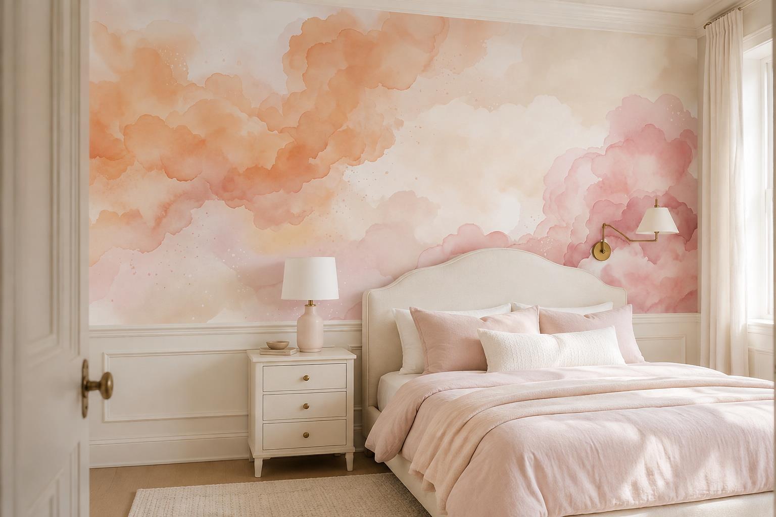 Tan And Neutral Abstract Forms Textured Gentle Wallpaper Mural Bedroom-wallpaper-murals, Peel-and-stick Finish