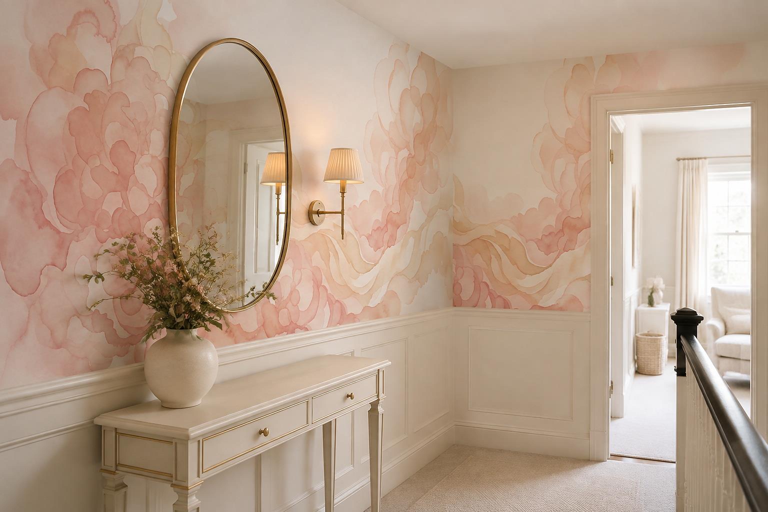 Tan And Neutral Abstract Forms Textured Bold Wallpaper Mural Entryway-wallpaper-murals, Peel-and-stick Finish