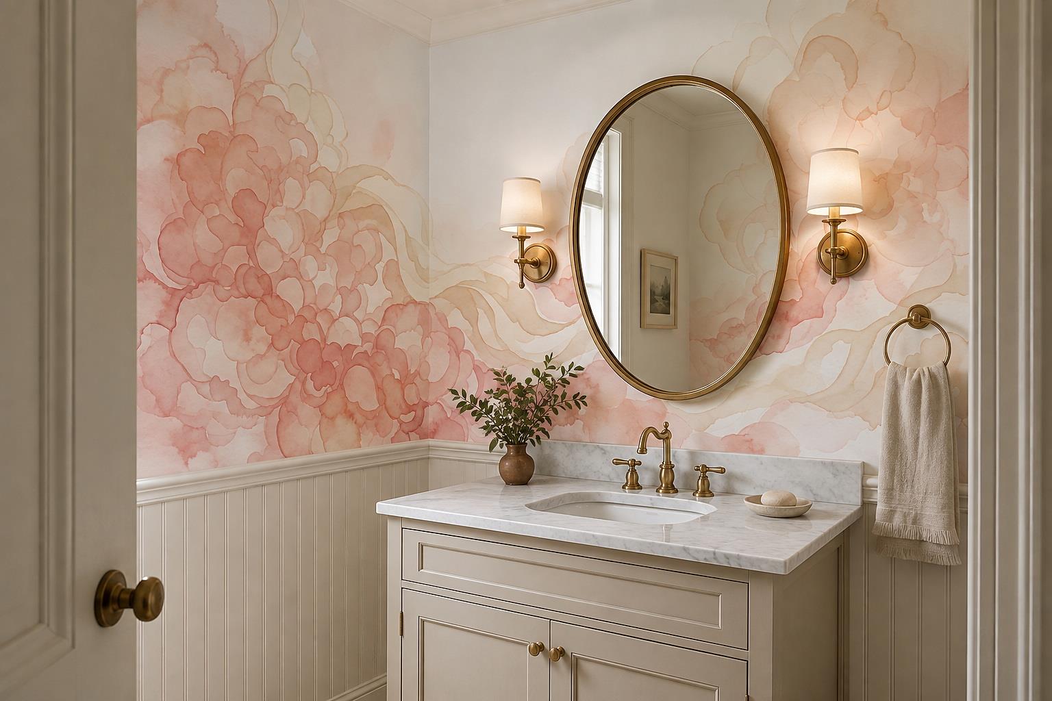 Tan And Neutral Abstract Forms Textured Bold Wallpaper Mural Accent-wall-wallpaper-murals, Peel-and-stick Finish
