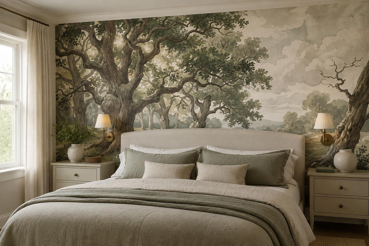 Tan And Neutral Abstract Forms Organic Painterly Wallpaper Mural Accent-wall-wallpaper-murals, Peel-and-stick Finish