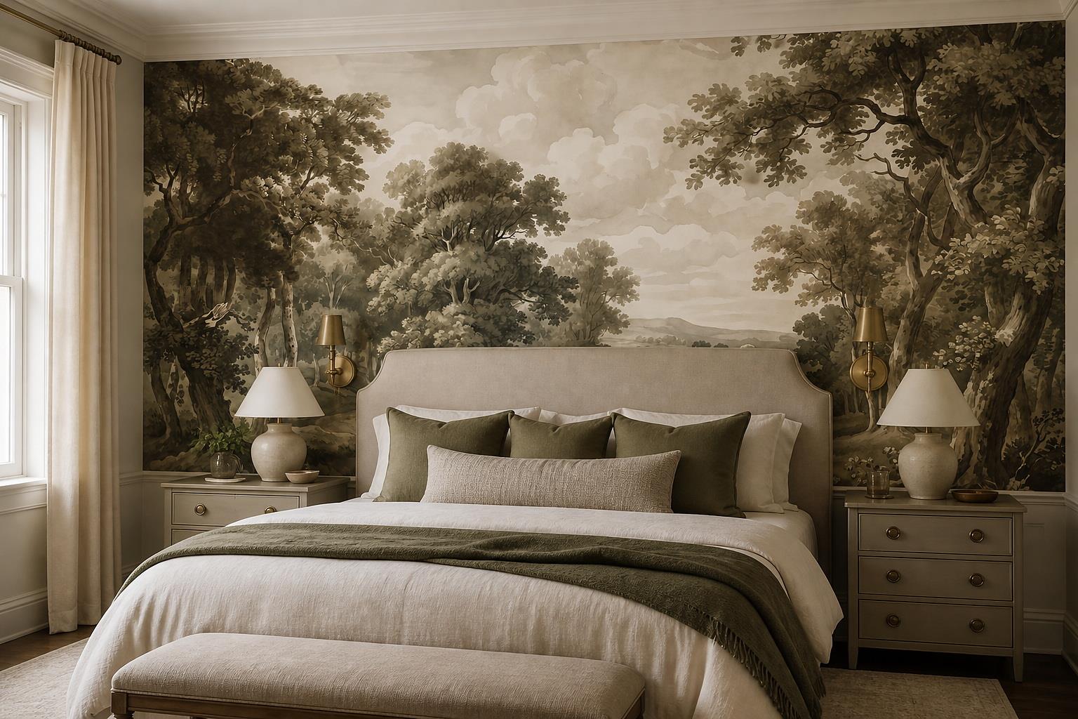 Tan And Neutral Abstract Forms Organic Layered Wallpaper Mural Bedroom-wallpaper-murals, Peel-and-stick Finish