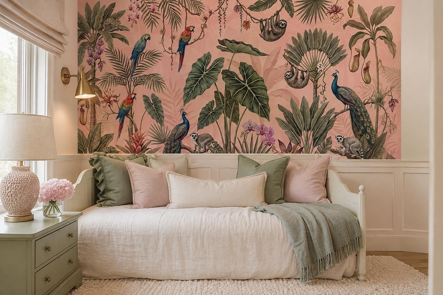 Tan And Neutral Abstract Forms Organic Illustrated Wallpaper Mural Bedroom-wallpaper-murals, Peel-and-stick Finish
