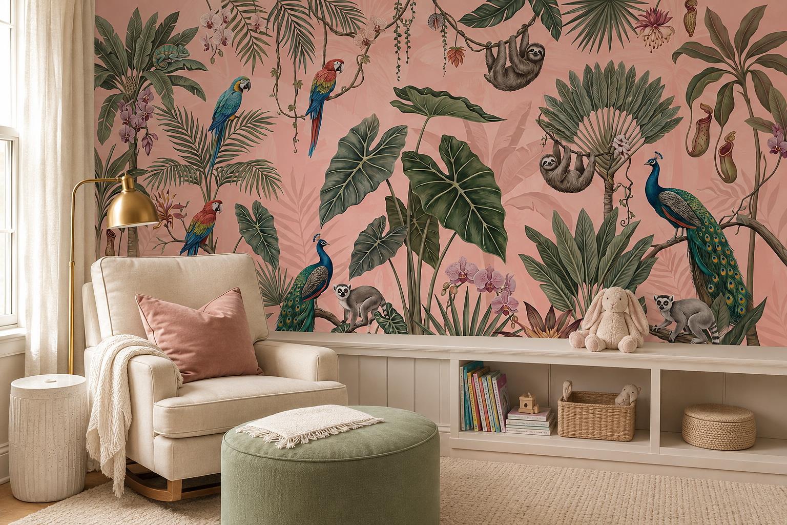 Tan And Neutral Abstract Forms Organic Illustrated Wallpaper Mural Accent-wall-wallpaper-murals, Peel-and-stick Finish