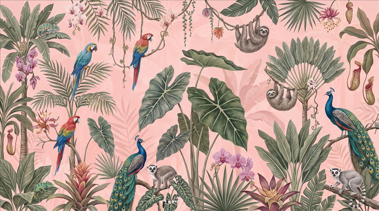 Tan And Neutral Abstract Forms Organic Illustrated Wallpaper Mural Accent-wall-wallpaper-murals, Peel-and-stick Finish