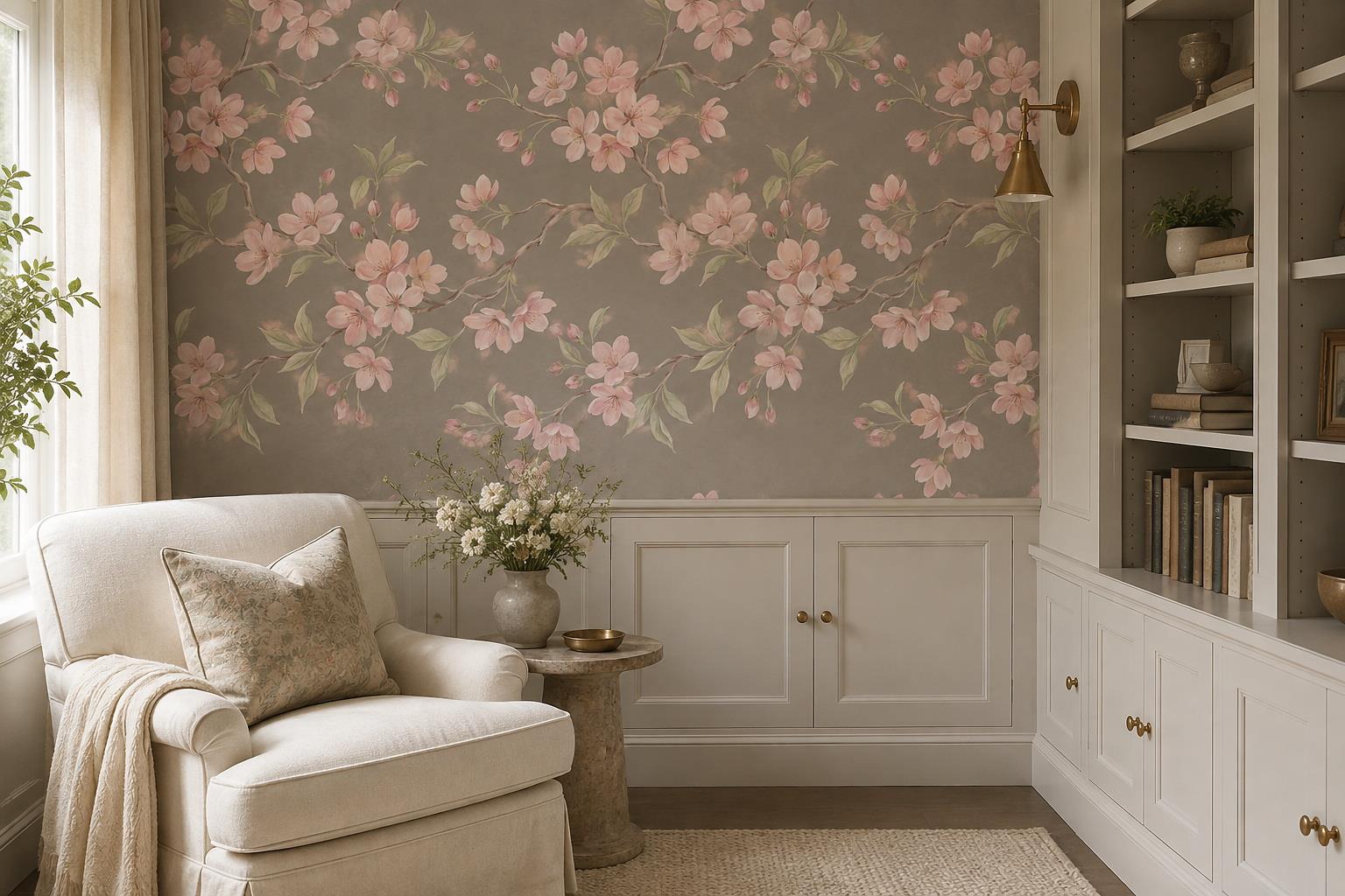 Tan And Neutral Abstract Forms Organic Contour Wallpaper Mural Living-room-wallpaper-murals, Peel-and-stick Finish