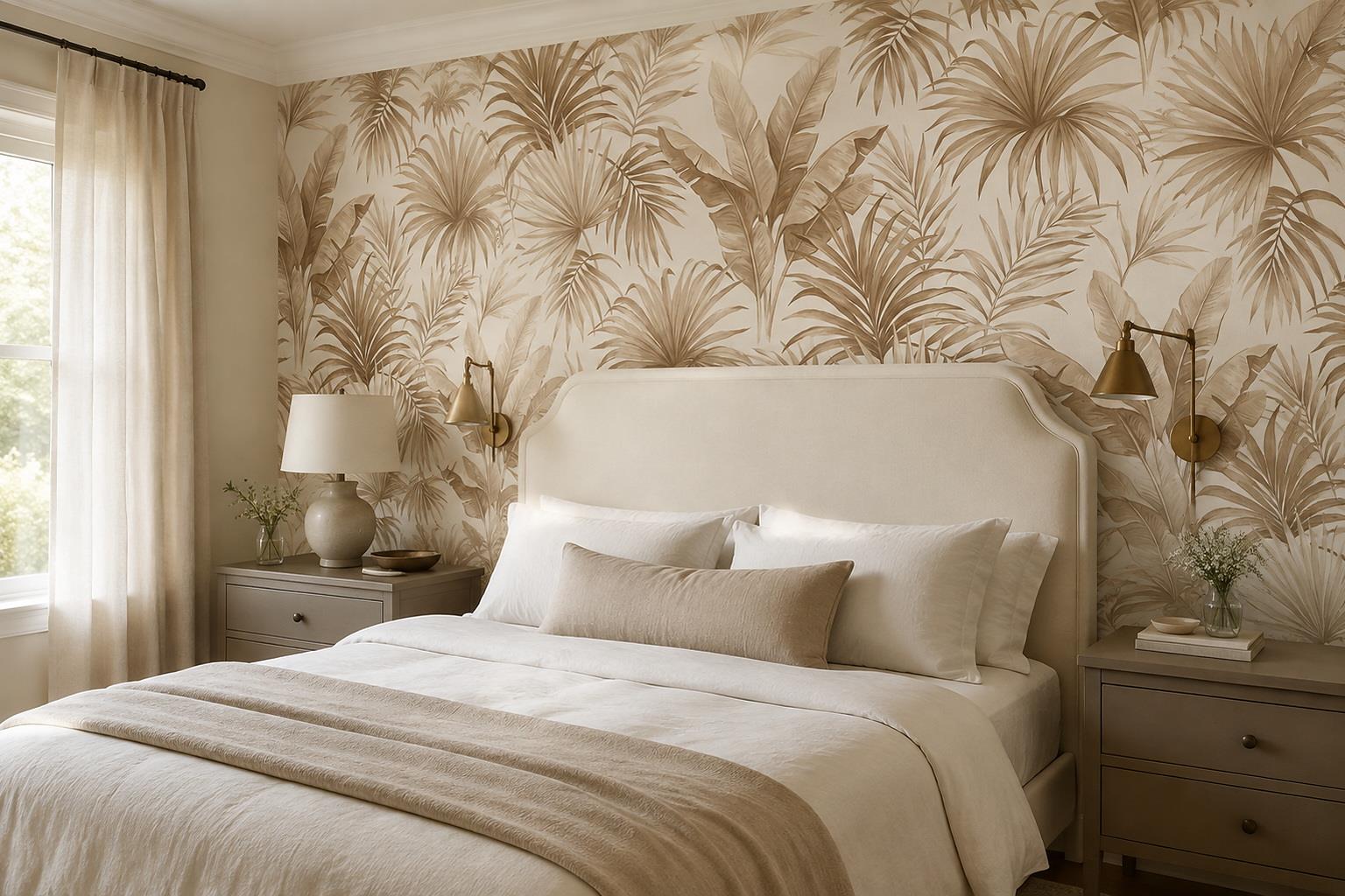 Tan And Neutral Abstract Forms Organic Marks Wallpaper Mural Bedroom-wallpaper-murals, Peel-and-stick Finish