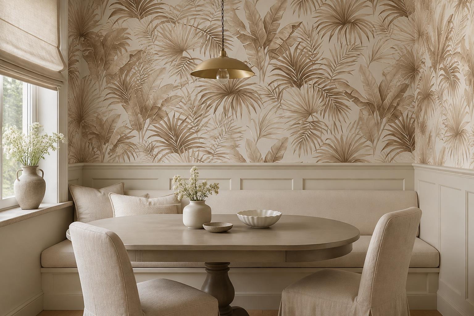 Tan And Neutral Abstract Forms Organic Marks Wallpaper Mural Dining-room-wallpaper-murals, Peel-and-stick Finish