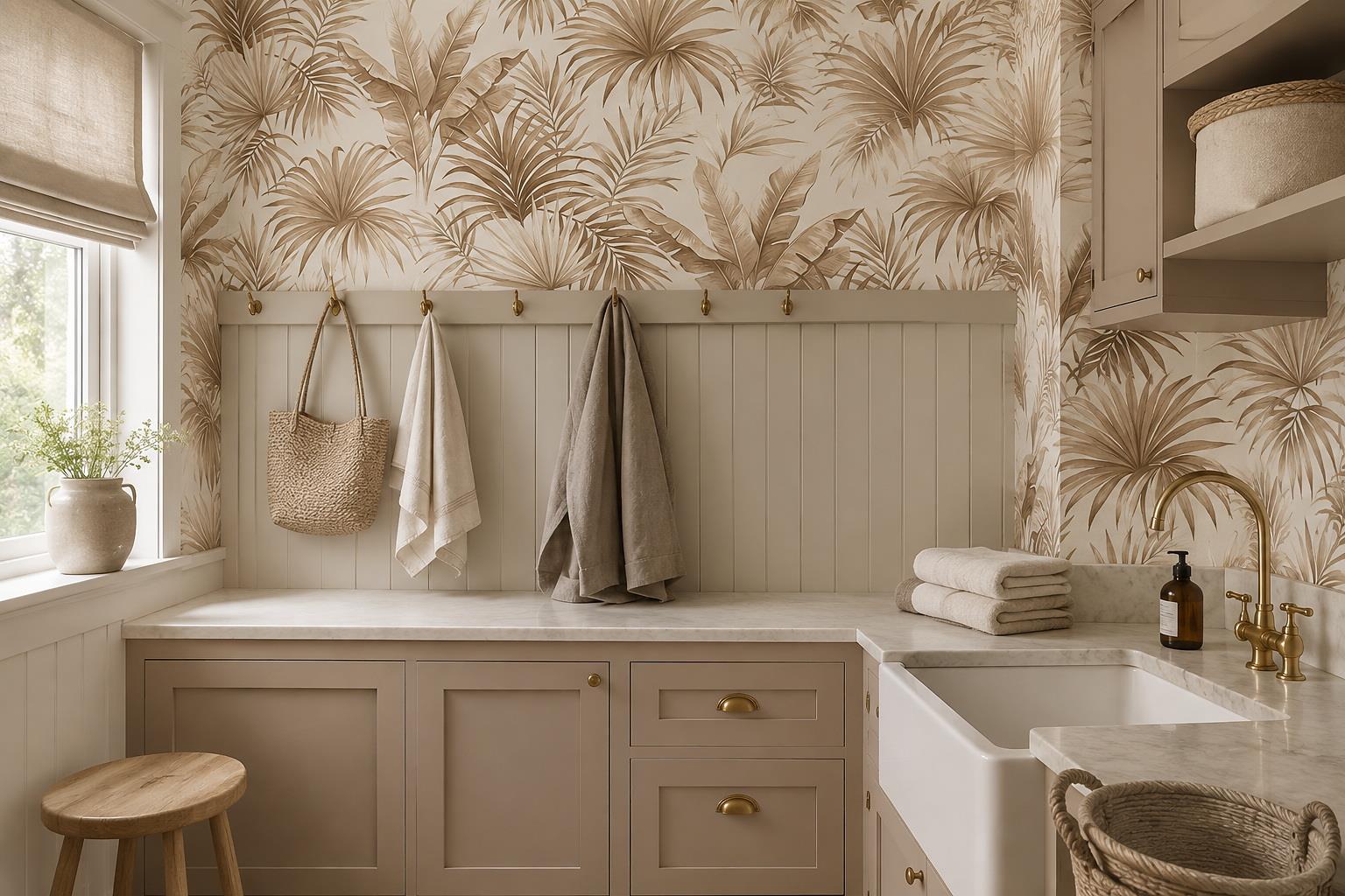 Tan And Neutral Abstract Forms Organic Marks Wallpaper Mural Accent-wall-wallpaper-murals, Peel-and-stick Finish