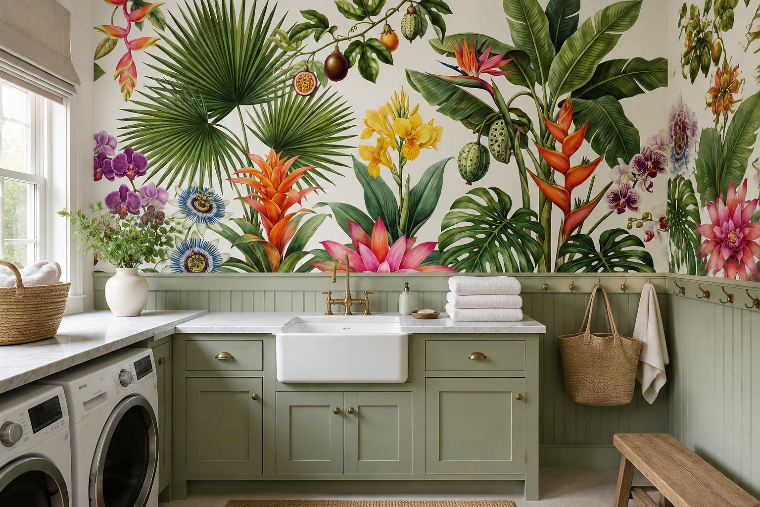 Tan And Neutral Abstract Forms Organic Expressive Wallpaper Mural Accent-wall-wallpaper-murals, Peel-and-stick Finish