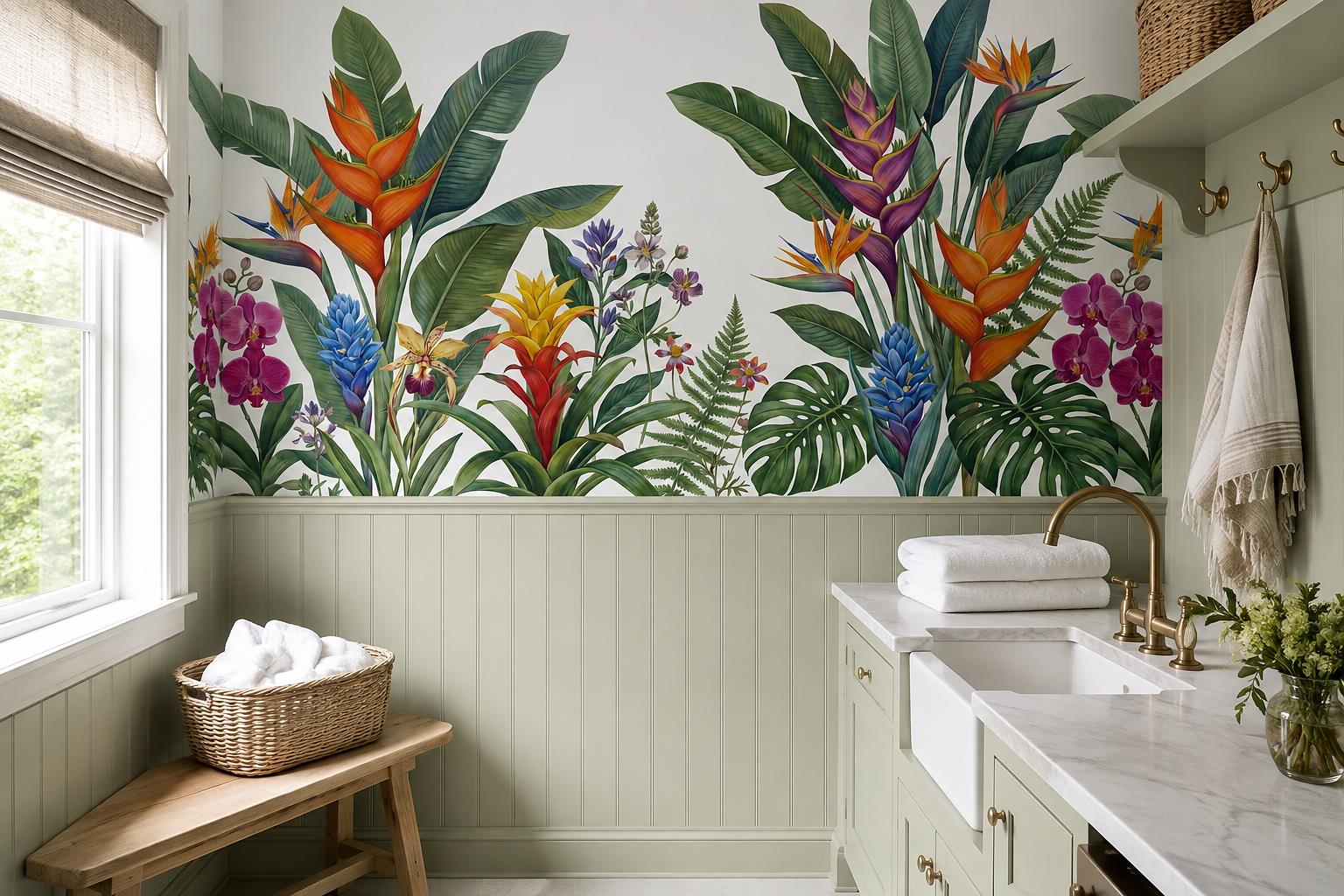 Tan And Neutral Abstract Forms Organic Measured Wallpaper Mural Accent-wall-wallpaper-murals, Peel-and-stick Finish