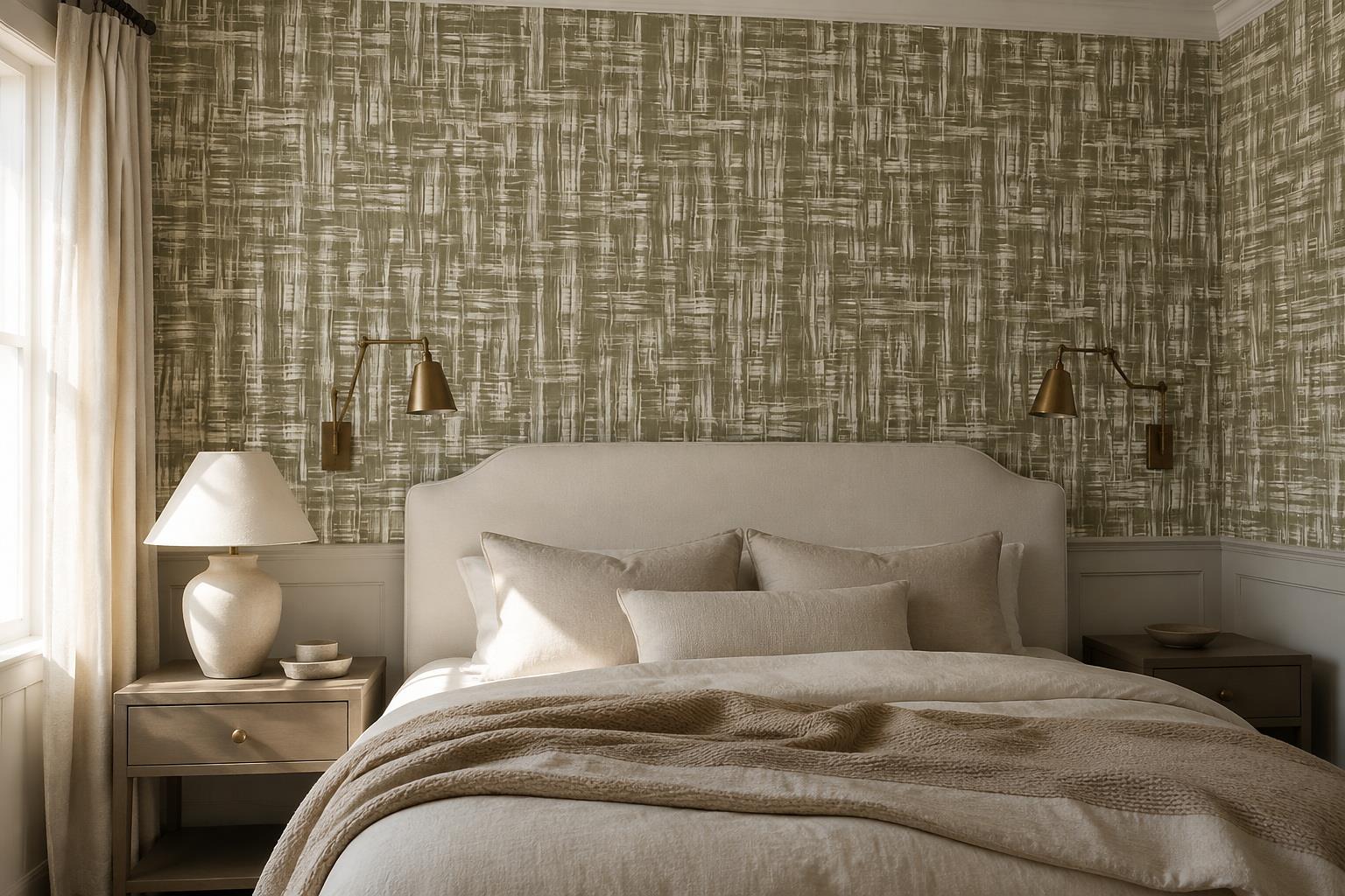 Tan And Neutral Abstract Forms Organic Soft Wallpaper Mural Bedroom-wallpaper-murals, Peel-and-stick Finish