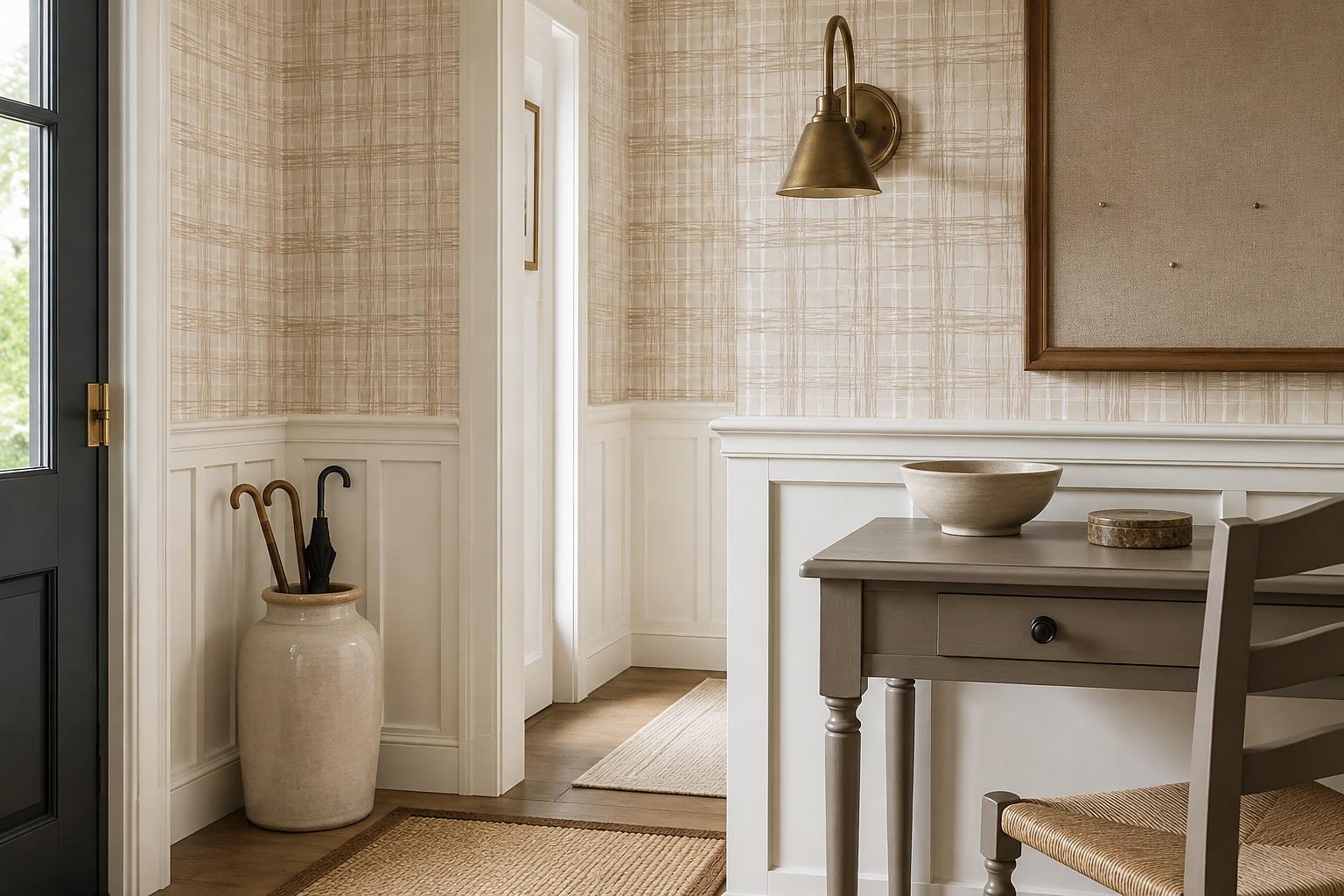 Tan And Neutral Abstract Forms Organic Balanced Wallpaper Mural Entryway-wallpaper-murals, Peel-and-stick Finish