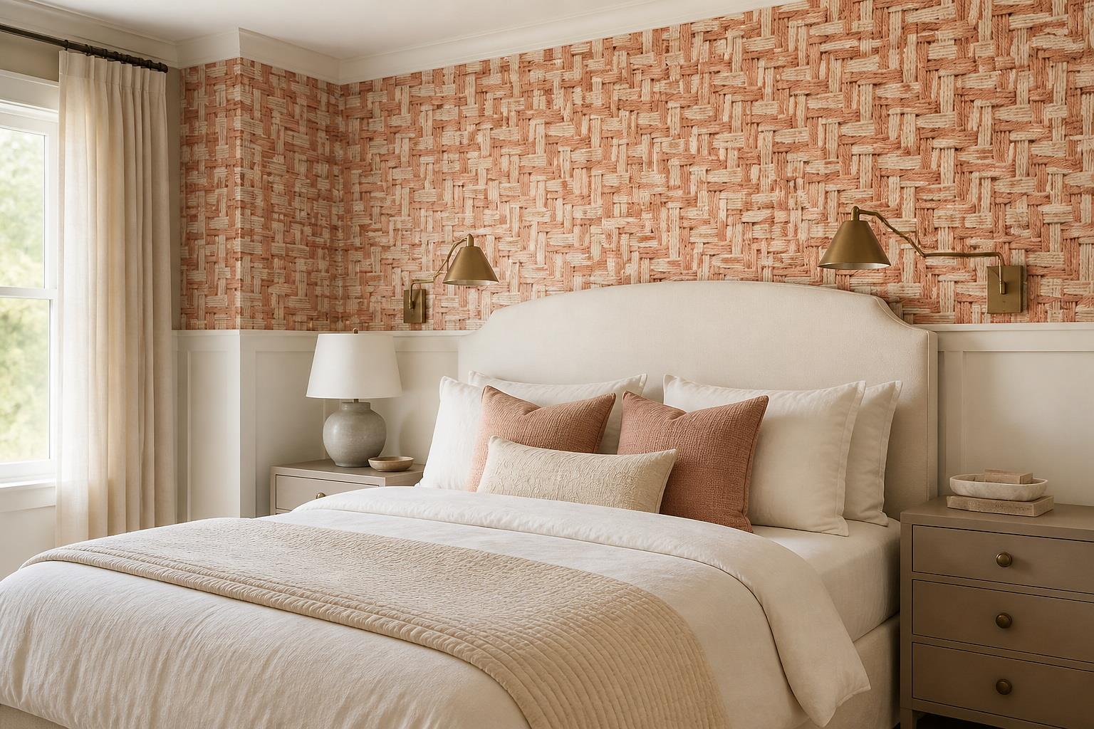 Tan And Neutral Abstract Forms Organic Gentle Wallpaper Mural Bedroom-wallpaper-murals, Peel-and-stick Finish