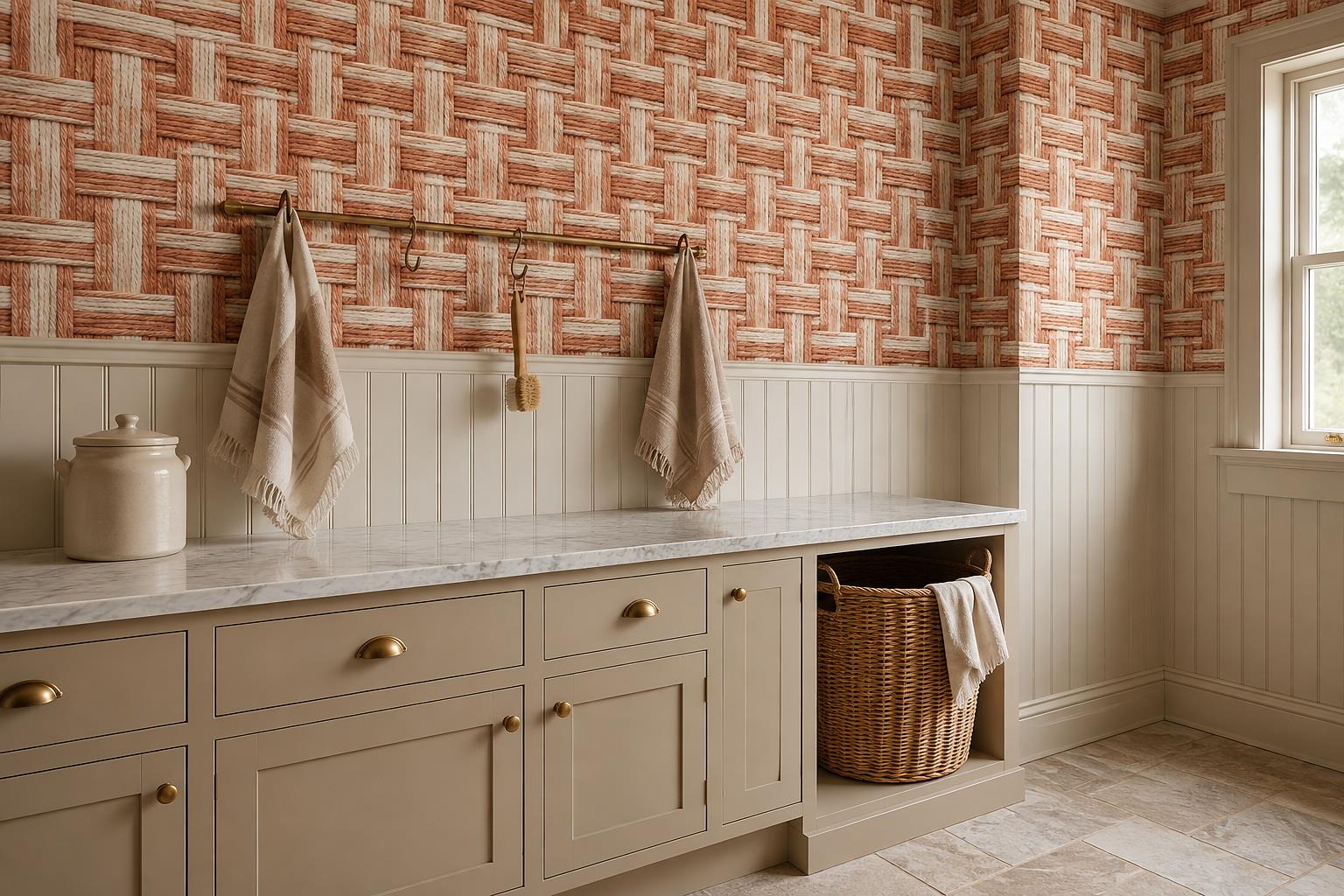 Tan And Neutral Abstract Forms Organic Gentle Wallpaper Mural Accent-wall-wallpaper-murals, Peel-and-stick Finish