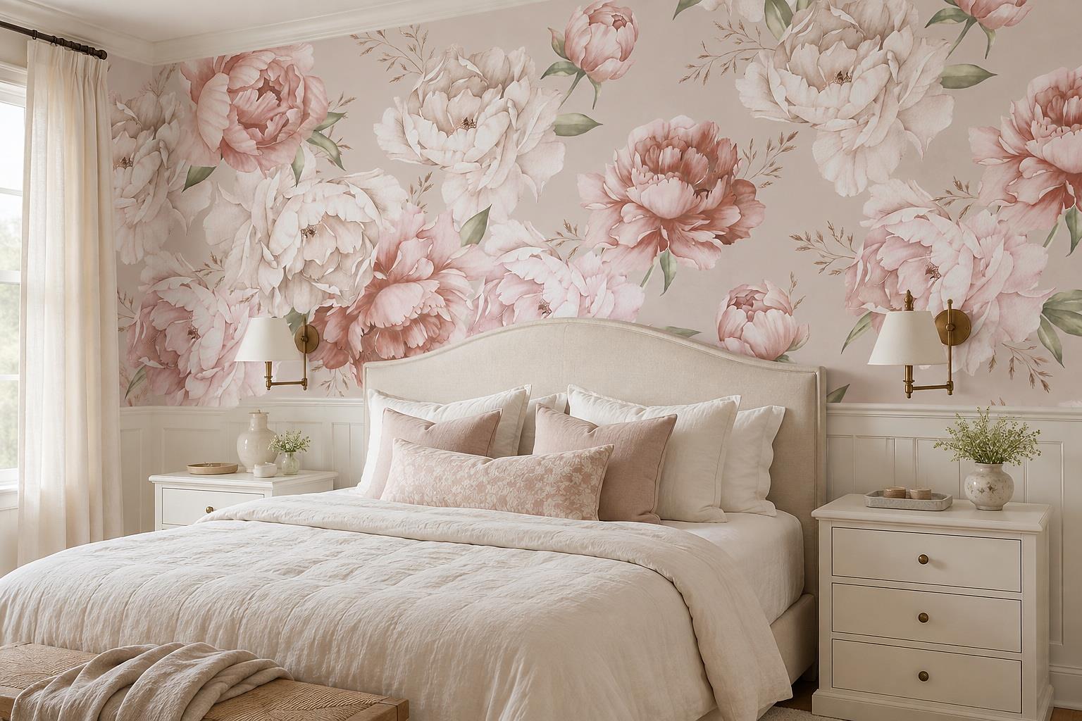 Tan And Neutral Abstract Forms Organic Bold Wallpaper Mural Bedroom-wallpaper-murals, Peel-and-stick Finish