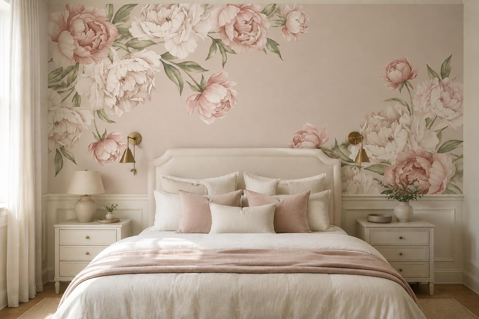 Tan And Neutral Abstract Forms Organic Refined Wallpaper Mural Bedroom-wallpaper-murals, Peel-and-stick Finish