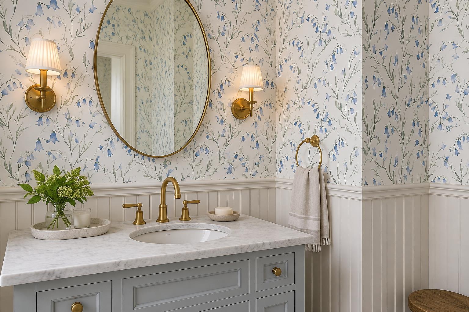 Bluebell And Wild Stem Wallpaper Mural — Wallpaper Mural Design, Peel-and-stick Finish