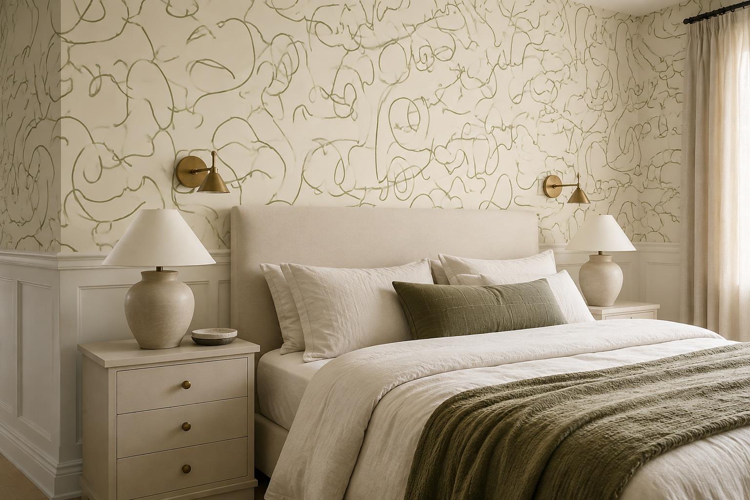 Tan And Neutral Abstract Forms Atmospheric Organic Wallpaper Mural Bedroom-wallpaper-murals, Peel-and-stick Finish