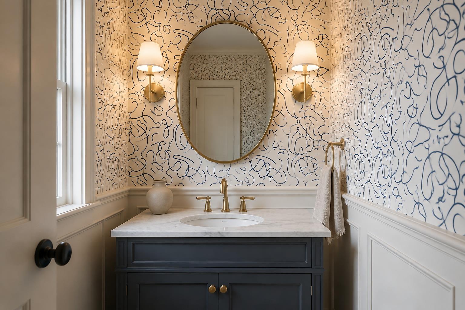 Tan And Neutral Abstract Forms Atmospheric Illustrated Wallpaper Mural Accent-wall-wallpaper-murals, Peel-and-stick Finish