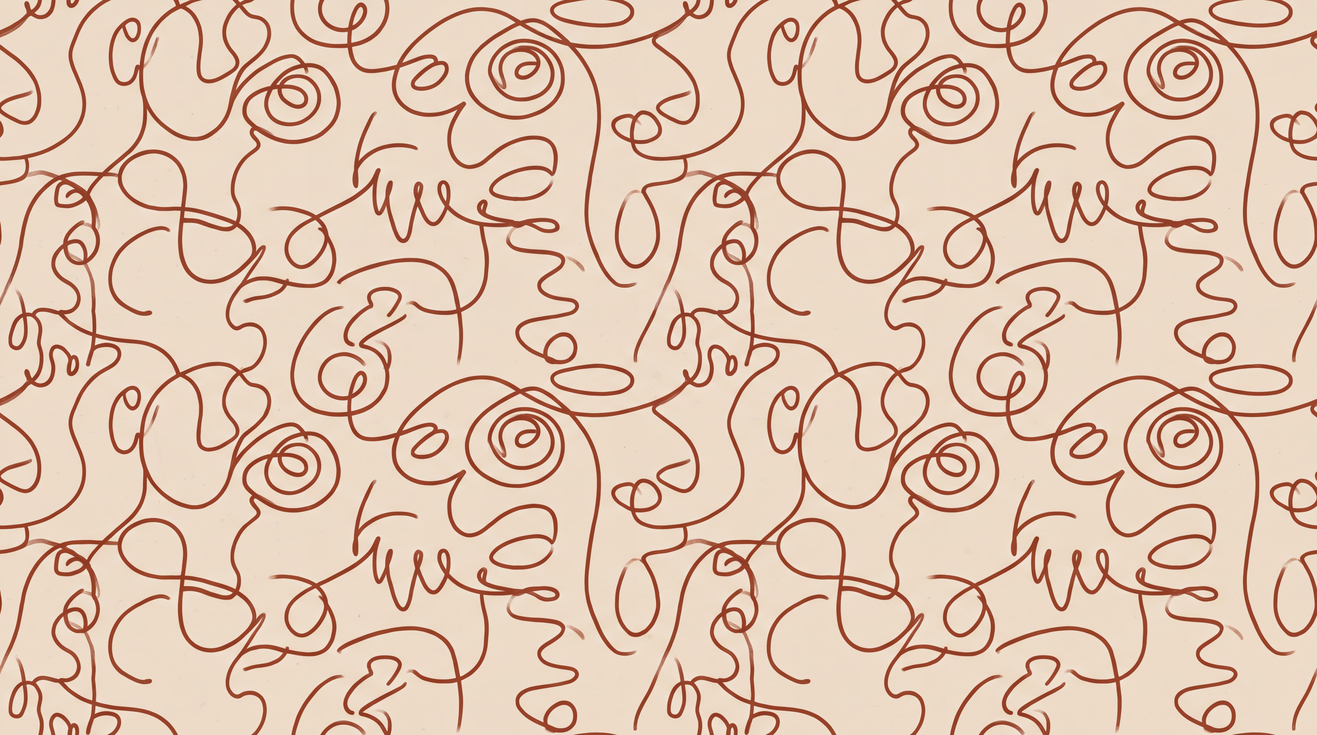 Tan And Neutral Abstract Forms Atmospheric Linear Wallpaper Mural, Peel-and-stick Finish
