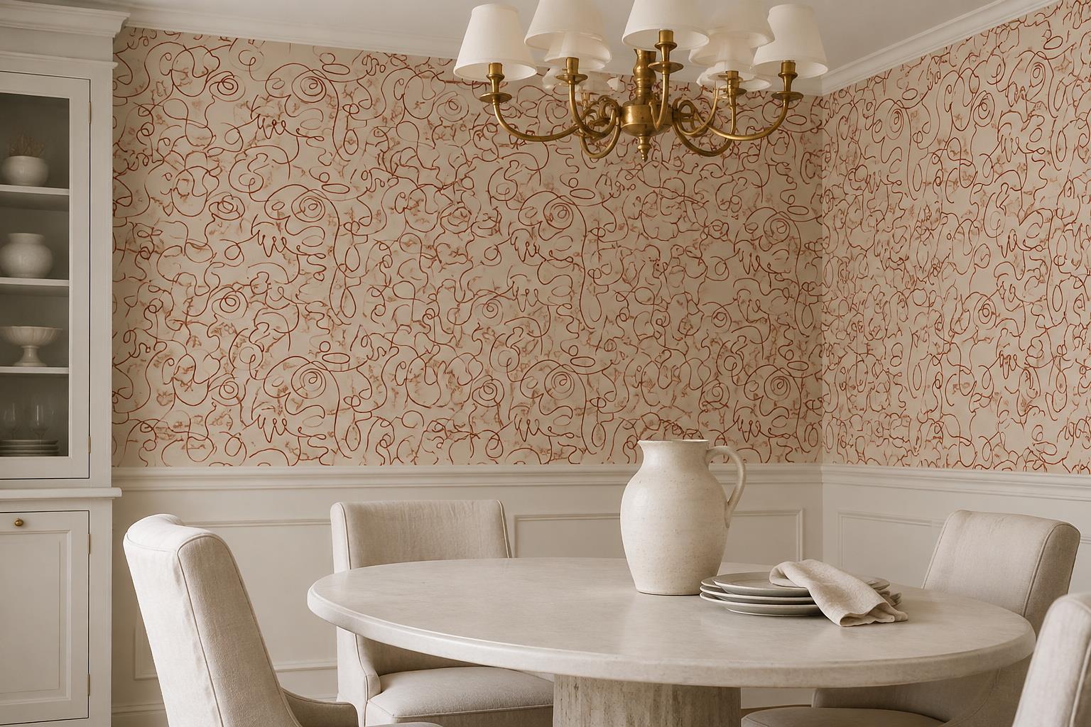 Rust Scribble Line Wallpaper Mural — Wallpaper Mural Design, Peel-and-stick Finish