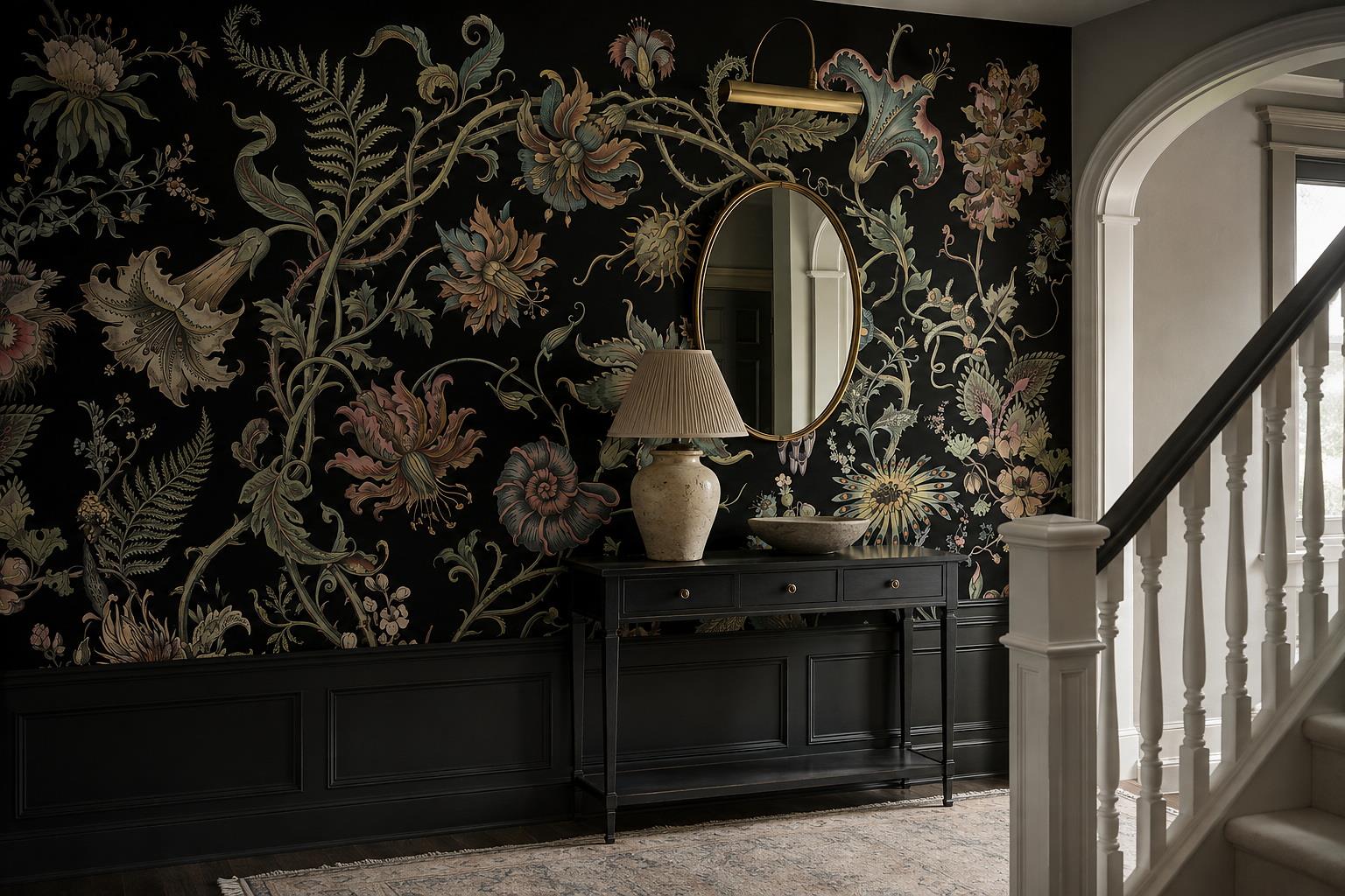 Tan And Neutral Abstract Forms Atmospheric Graphic Wallpaper Mural Entryway-wallpaper-murals, Peel-and-stick Finish
