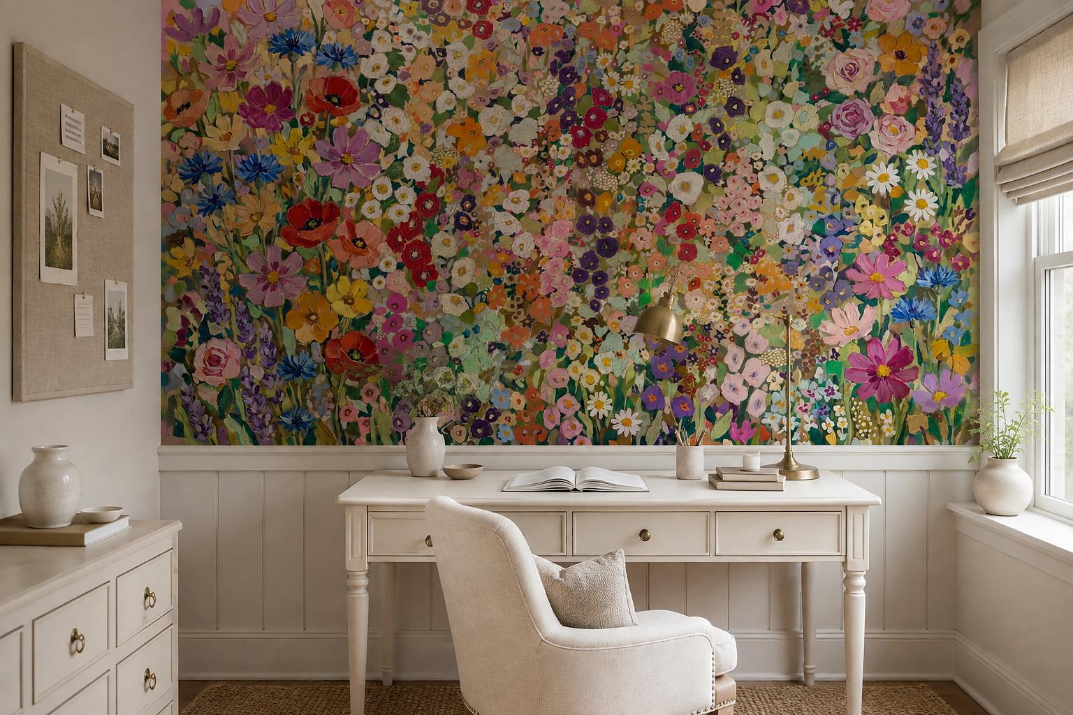 Tan And Neutral Abstract Forms Atmospheric Brushwork Wallpaper Mural Accent-wall-wallpaper-murals, Peel-and-stick Finish