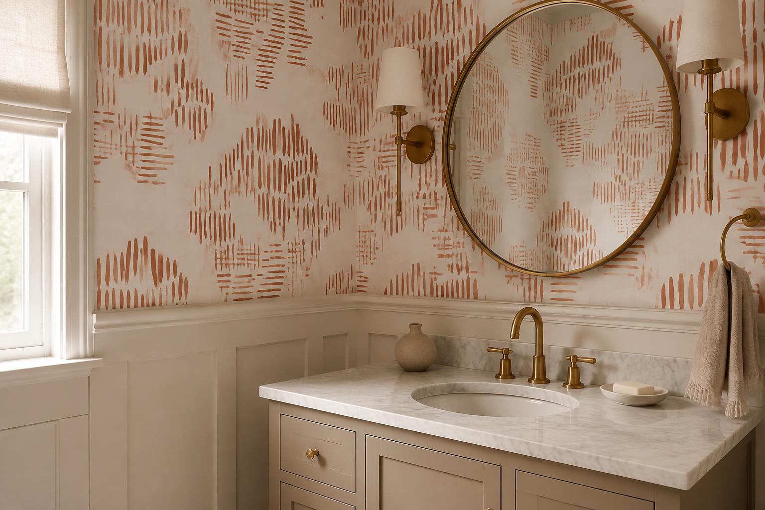 Tan And Neutral Abstract Forms Atmospheric Contour Wallpaper Mural Accent-wall-wallpaper-murals, Peel-and-stick Finish