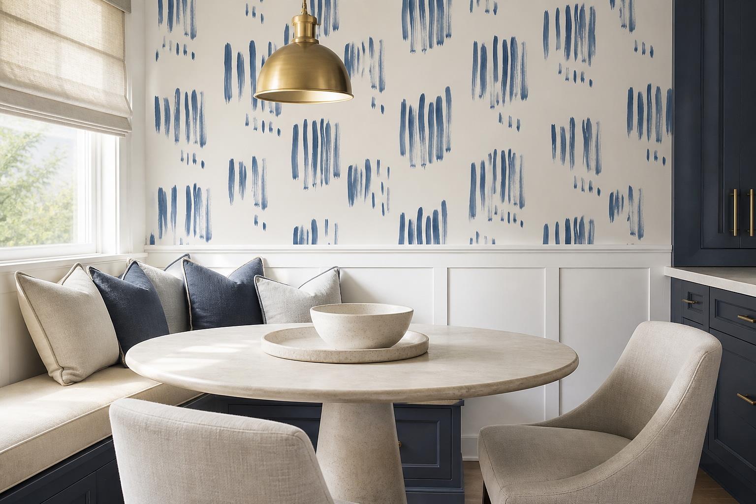 Tan And Neutral Abstract Forms Atmospheric Rhythm Wallpaper Mural Dining-room-wallpaper-murals, Peel-and-stick Finish