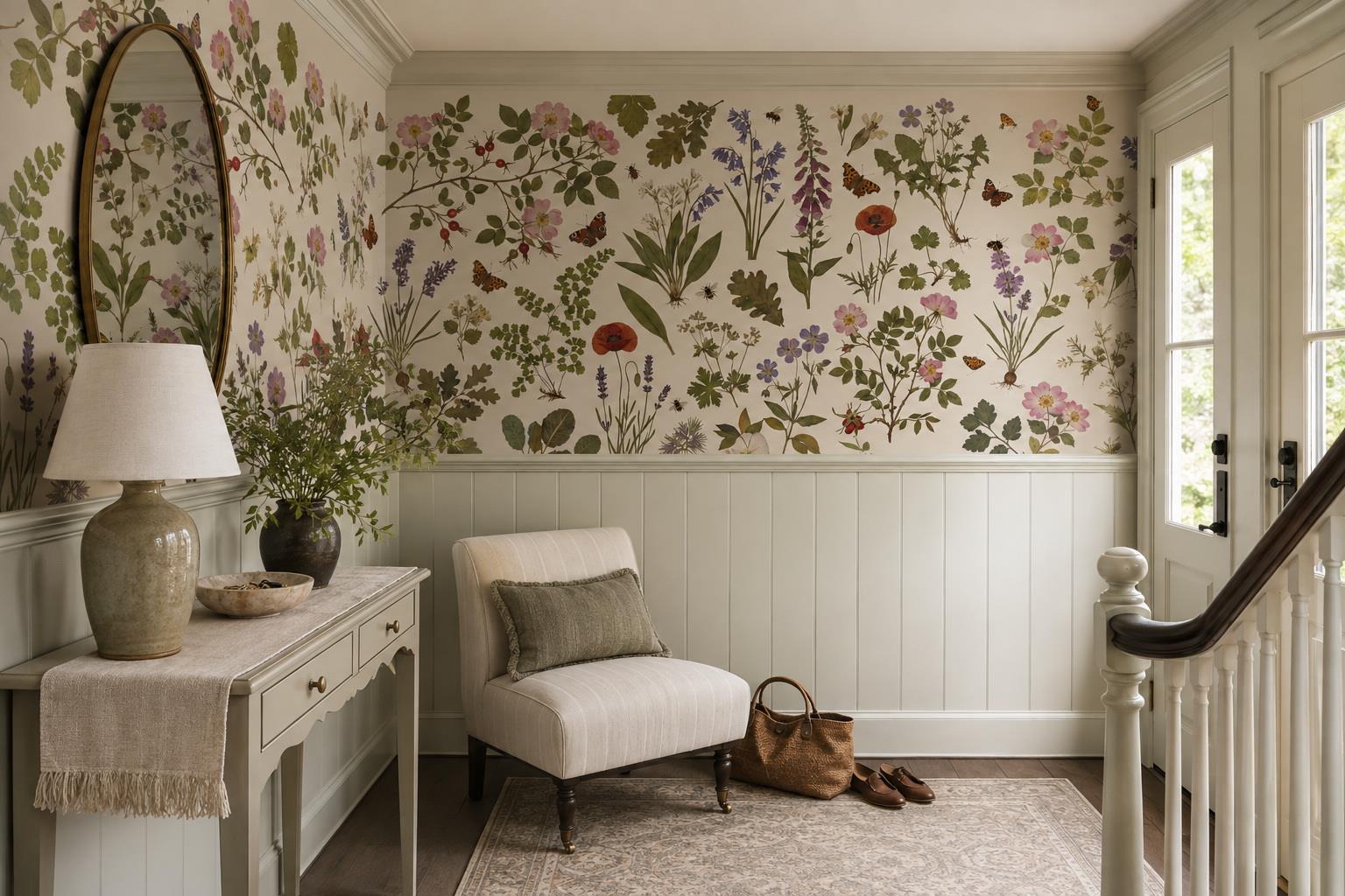 Tan And Neutral Abstract Forms Atmospheric Marks Wallpaper Mural Entryway-wallpaper-murals, Peel-and-stick Finish