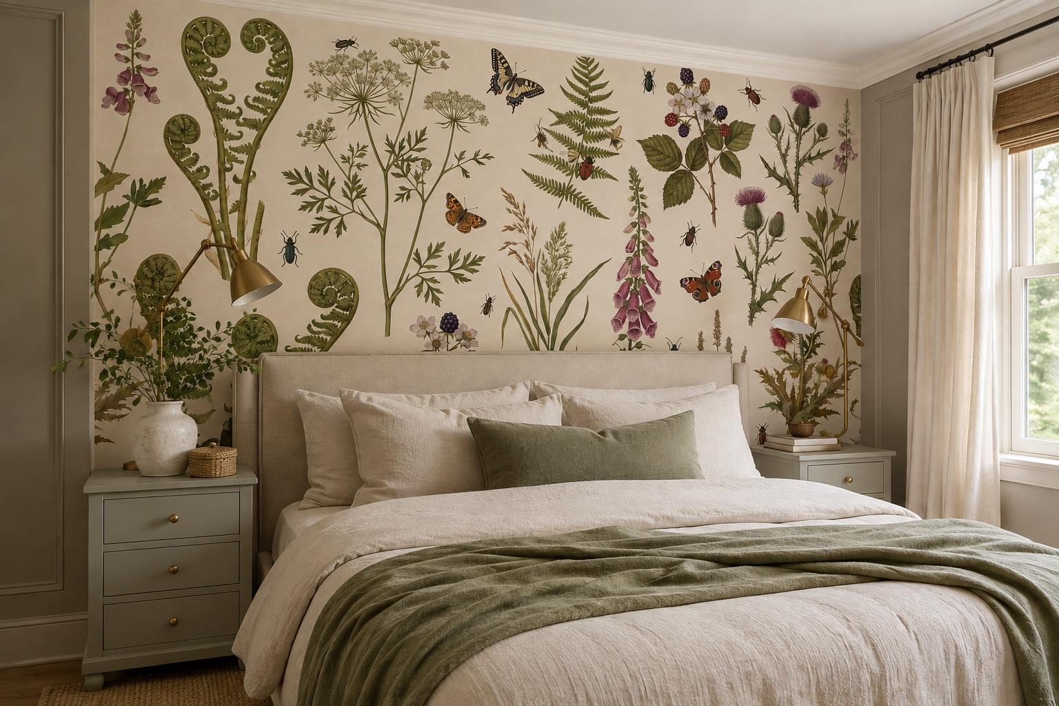 Tan And Neutral Abstract Forms Atmospheric Detail Wallpaper Mural Bedroom-wallpaper-murals, Peel-and-stick Finish