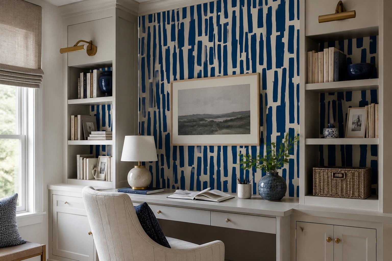 Tan And Neutral Abstract Forms Atmospheric Composition Wallpaper Mural Accent-wall-wallpaper-murals, Peel-and-stick Finish