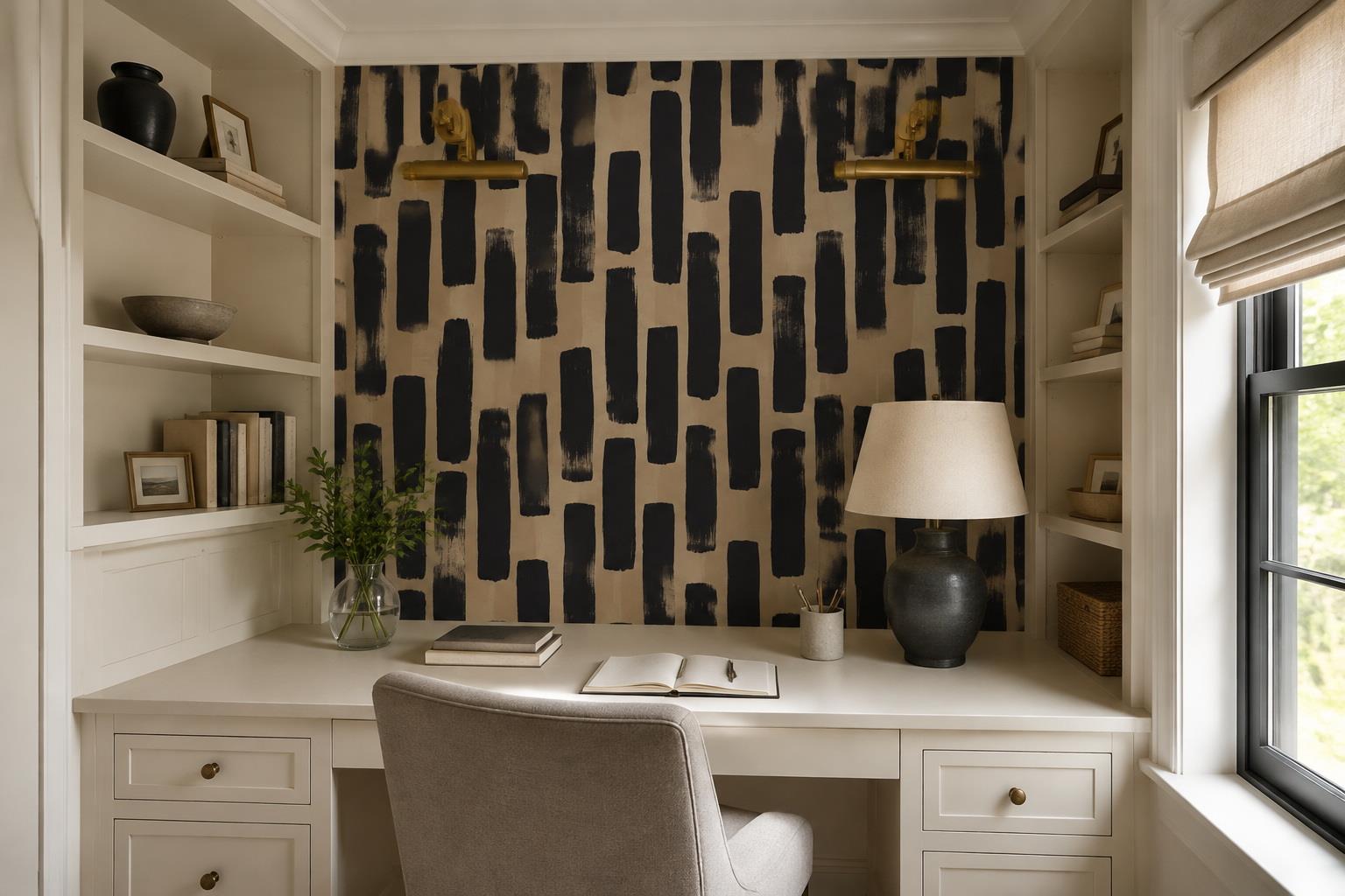 Tan And Neutral Abstract Forms Atmospheric Quiet Wallpaper Mural Accent-wall-wallpaper-murals, Peel-and-stick Finish