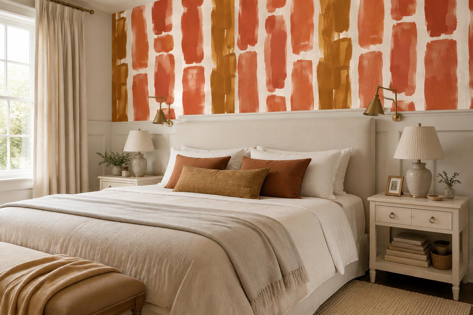 Rust And Ochre Vertical Brushstroke Wallpaper Mural — Wallpaper Mural Design, Peel-and-stick Finish