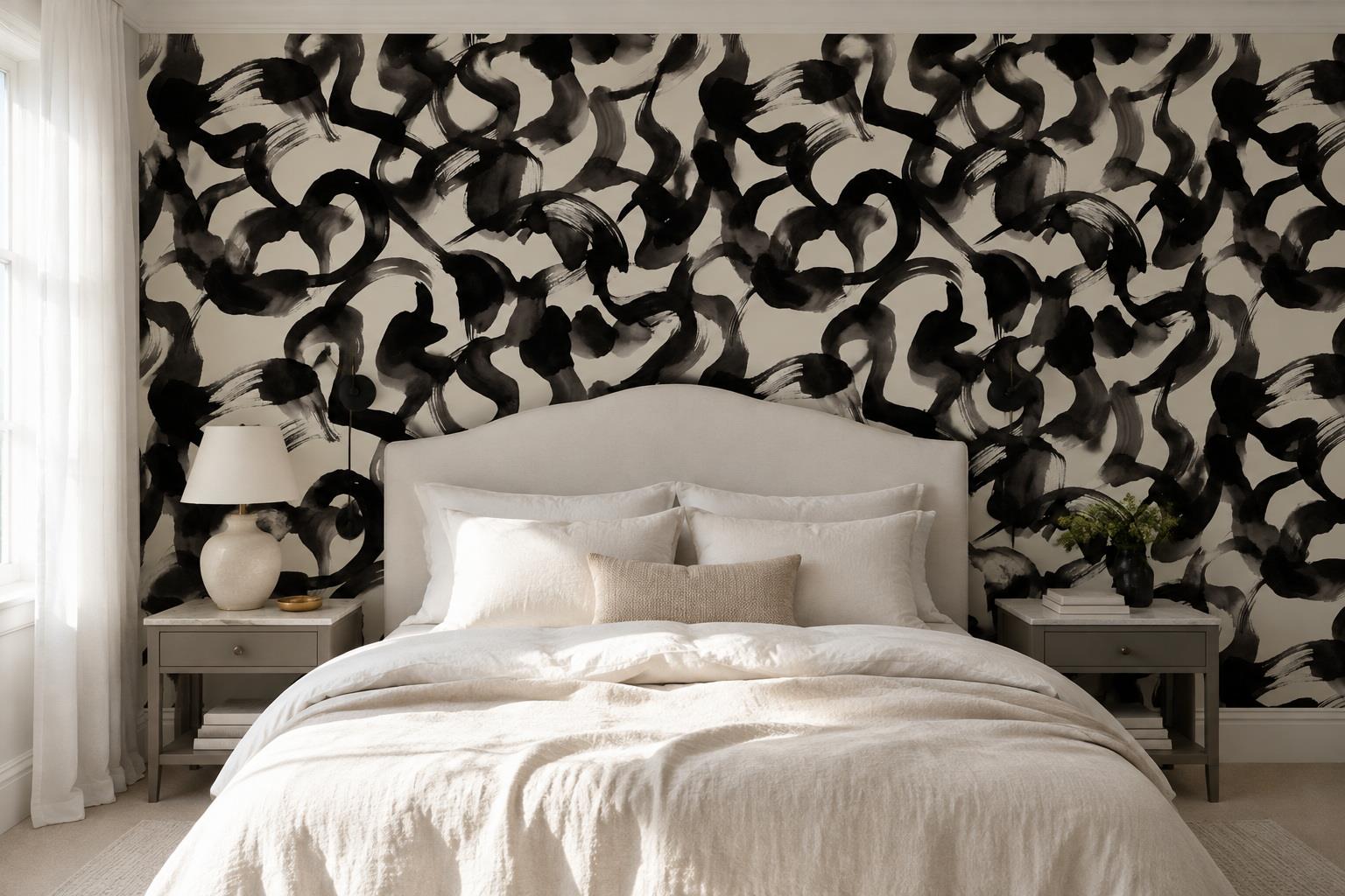 Tan And Neutral Abstract Forms Atmospheric Balanced Wallpaper Mural Bedroom-wallpaper-murals, Peel-and-stick Finish