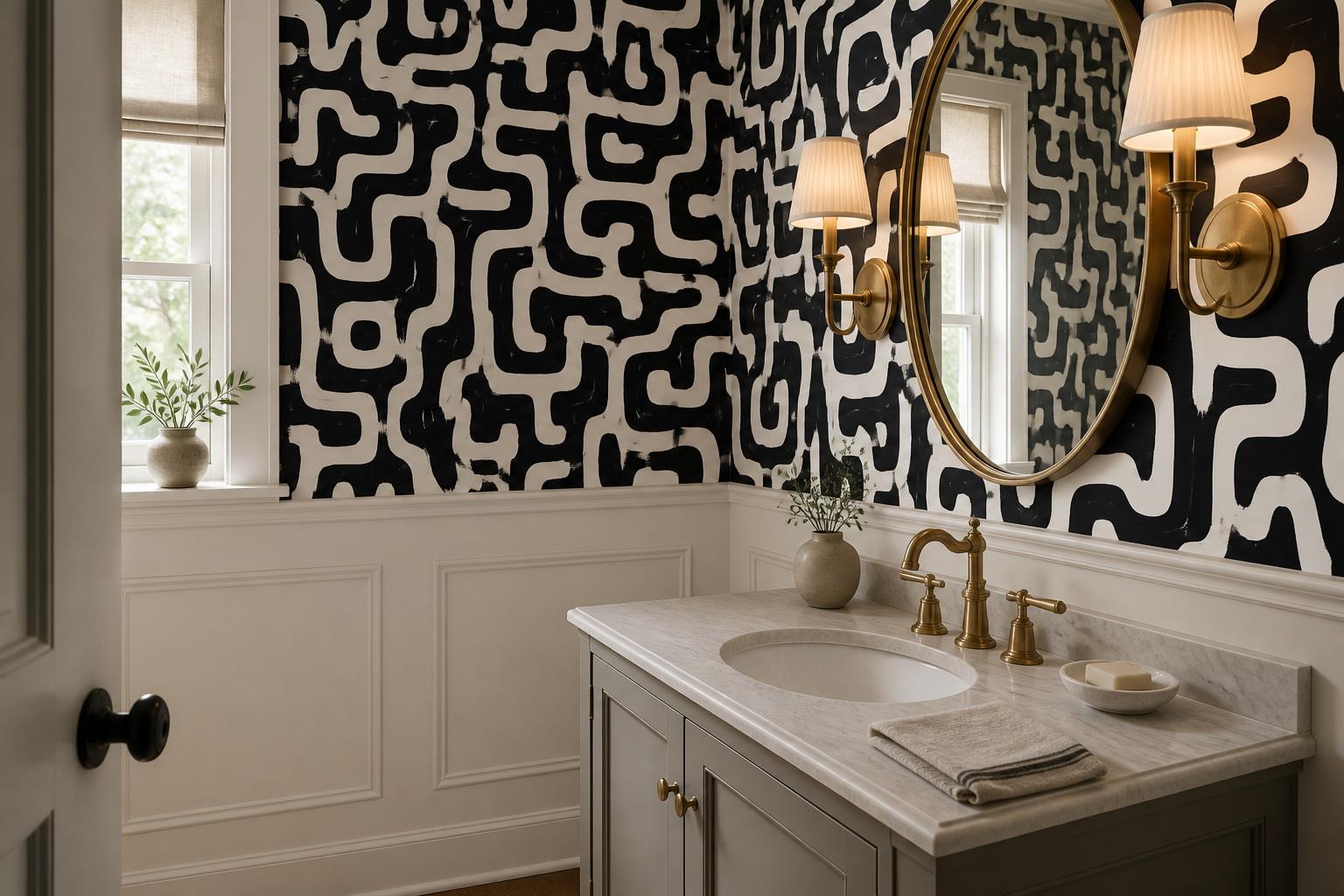Tan And Neutral Abstract Forms Atmospheric Bold Wallpaper Mural Accent-wall-wallpaper-murals, Peel-and-stick Finish